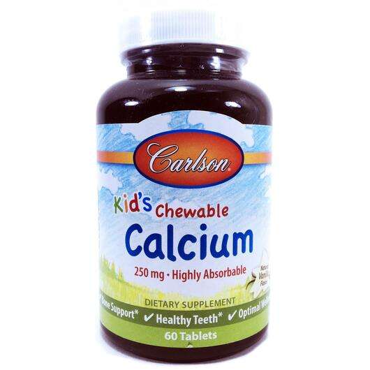 Основное фото товара Carlson, Детский Цитрат кальция, Kid's Chewable Calcium 250 mg...