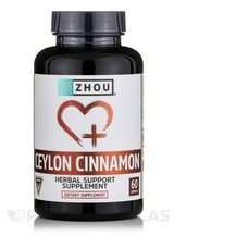 Zhou Nutrition, Ceylon Cinnamon, Екстракт кориці, 60 капсул