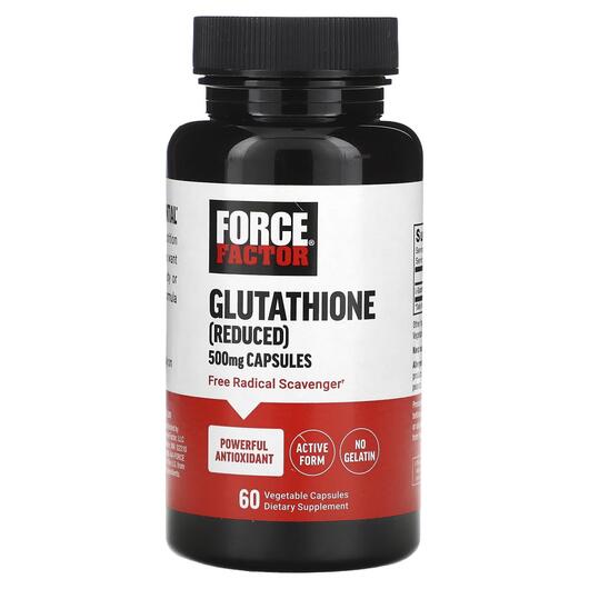 Основне фото товара Force Factor, Glutathione Reduced 500 mg, L-Глутатіон, 60 капсул