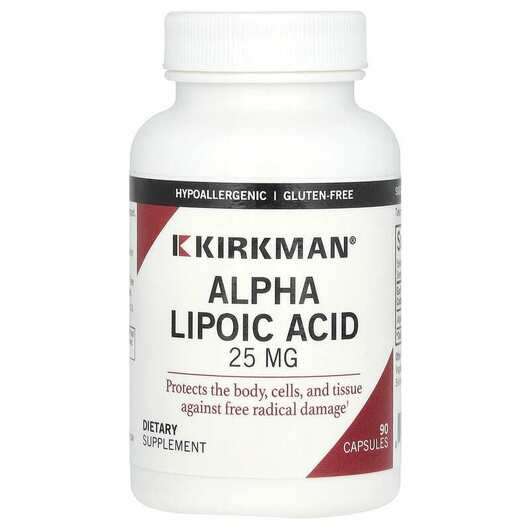 Основне фото товара Kirkman, Alpha Lipoic Acid, Альфа Ліпоєва кислота 25 мг, 90 ка...
