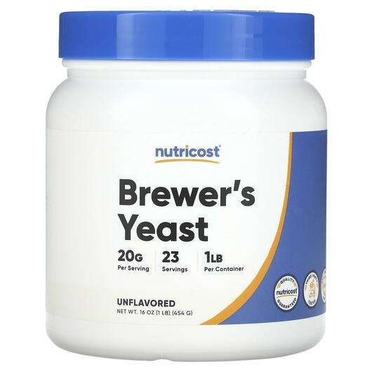 Основное фото товара Nutricost, Пивные дрожжи, Brewer's Yeast Unflavored, 454 г