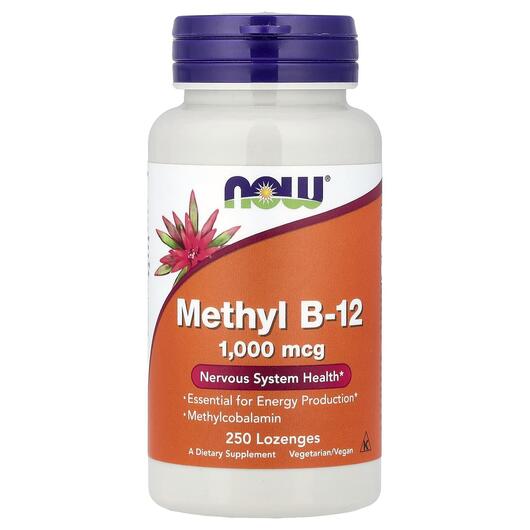 Основне фото товара Methyl B-12 1000 mcg Основне фото товара NOW Foods, Methyl B-12 1000 mcg, Метилкобаламін B12, 250 таблеток