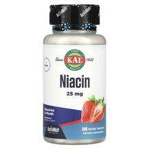 KAL, Ниацин, Niacin Strawberry 25 mg, 200 таблеток