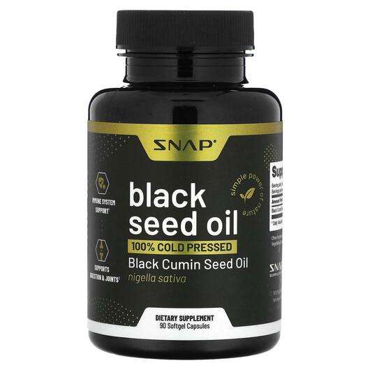 Основное фото товара Snap Supplements, Масло Черного Тмина, Black Seed Oil, 90 капсул