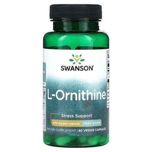 Основне фото товара Swanson, L-Ornithine Free Form 500 mg, L-Орнітин, 60 капсул