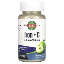 KAL, Железо, Iron + C Apple, 90 таблеток