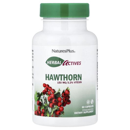 Основне фото товара Herbal Actives Hawthorne 150 mg Основне фото товара Natures Plus, Herbal Actives Hawthorne 150 mg, Трави, 60 капсул