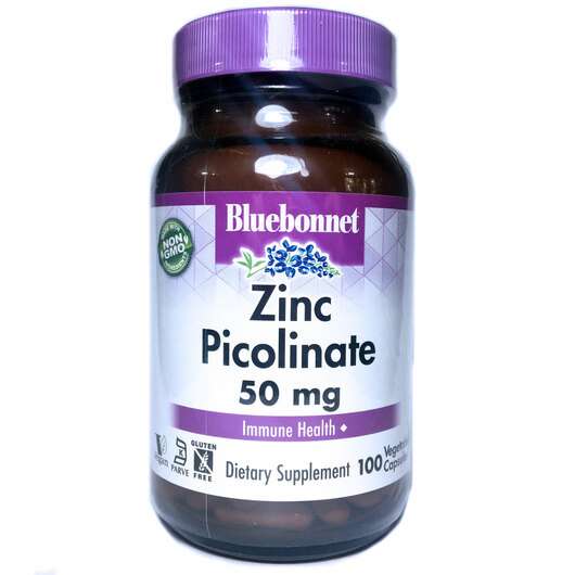 Основное фото товара Bluebonnet, Пиколинат цинка, Zinc Picolinate 50 mg, 100 капсул