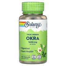 Solaray, True Herbs Okra 1600 mg, Окра, 100 капсул