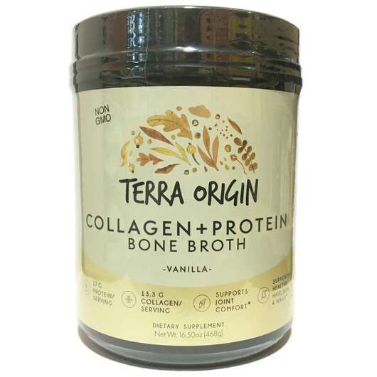 Основне фото товара Terra Origin, Collagen + Protein Bone Broth Vanilla, Колаген д...