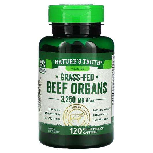 Основне фото товара Nature's Truth, Grass-Fed Beef Organs, Яловичий Желатин, 120 к...