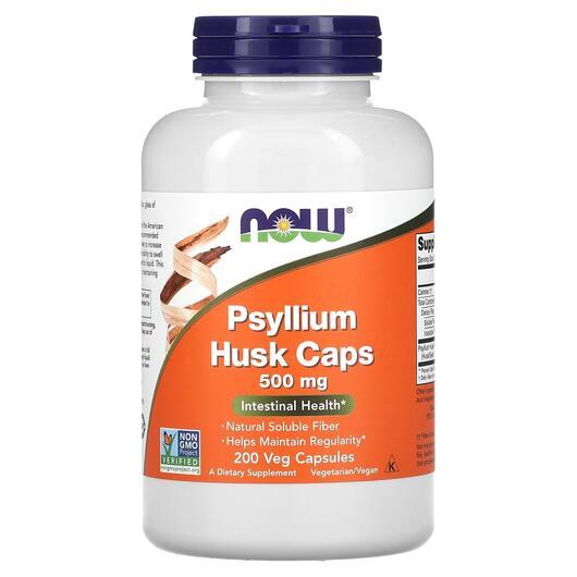 Основне фото товара Psyllium Husk Caps 500 mg Основне фото товара NOW Foods, Psyllium Husk Caps 500 mg, Псиліум, 200 капсул