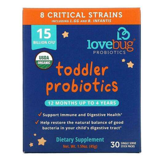 Основное фото товара LoveBug, Пробиотики, Toddler Probiotics Tiny Tummies Daily Pro...