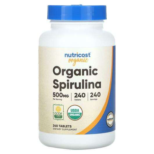 Основне фото товара Nutricost, Organic Spirulina 500 mg, Спіруліна, 240 таблеток
