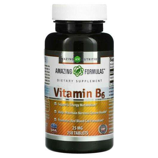 Основне фото товара Amazing Nutrition, Vitamin B6 25 mg, Вітамін B6 Піридоксин, 25...
