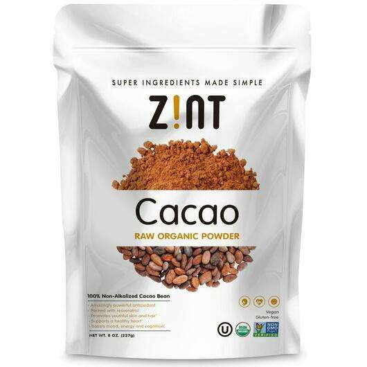 Основное фото товара Zint, Какао Порошок, Raw Organic Cacao Powder, 277 г