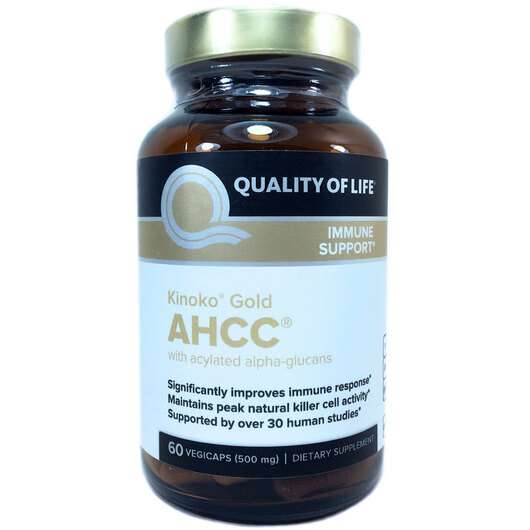 Основне фото товара Quality of Life, Kinoko Gold AHCC, Кіноко Голд 500 мг, 60 капсул