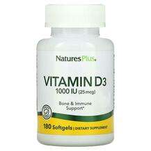 Natures Plus, Витамин D3 1000 МЕ, Vitamin D3 1000 IU 180, 180 ...