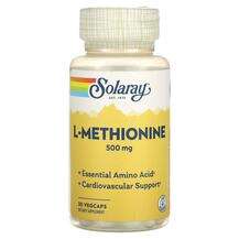 Solaray, L-Methionine 500 mg, L-Метіонін, 30 капсул