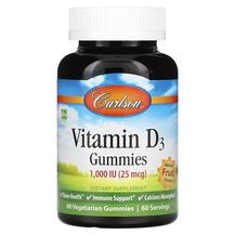 Vitamin D3 Gummies Natural Fruit Flavors 25 mcg 1000 IU D