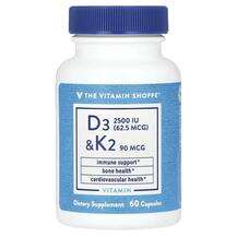 The Vitamin Shoppe, D3 & K2, Вітамін D3, 60 капсул