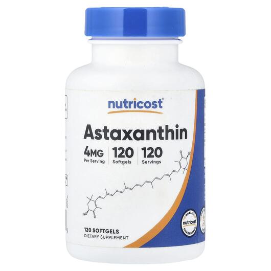 Основное фото товара Astaxanthin 4 mg Основное фото товара Nutricost, Астаксантин, Astaxanthin 4 mg, 120 капсул