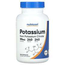 Nutricost, Калий, Potassium 99 mg, 240 капсул