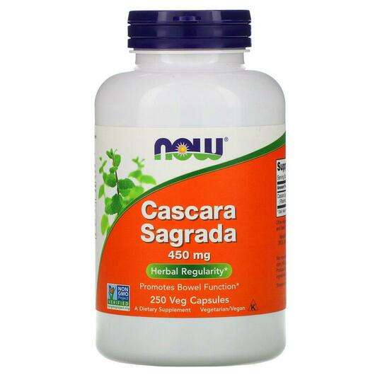 Основне фото товара Now, Cascara Sagrada 450 mg, Каскара Саграда 450 мг, 250 капсул