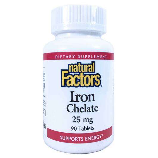 Основне фото товара Natural Factors, Iron Chelate 25 mg, Хелатне залізо 25 мг, 90 ...