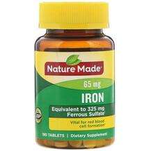 Nature Made, Iron 65 mg, Залізо, 180 таблеток