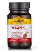 Vegan K2 500 mcg Strawberry Flavor Витамин K2 Country Life