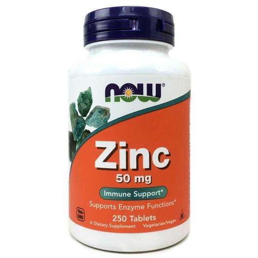 Основне фото товара Now, Zinc 50 mg, Цинк 50 мг, 250 таблеток