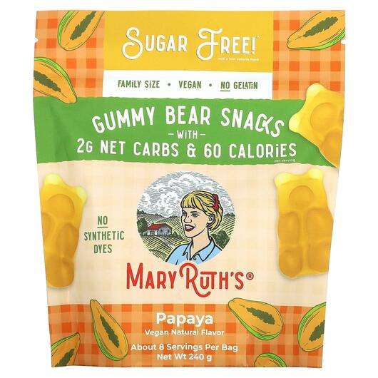 Основне фото товара MaryRuth's, Gummy Bear Snacks Papaya, Ферменти Папайї, 240 г