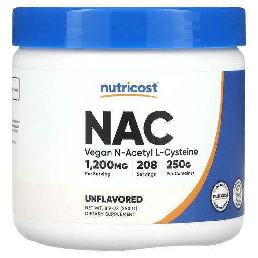 Основное фото товара Nutricost, NAC N-ацетил-L-цистеин, Vegan NAC Unflavored, 250 г
