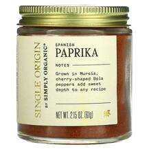 Simply Organic, Single Origin Spanish Paprika, Спеції, 61 г