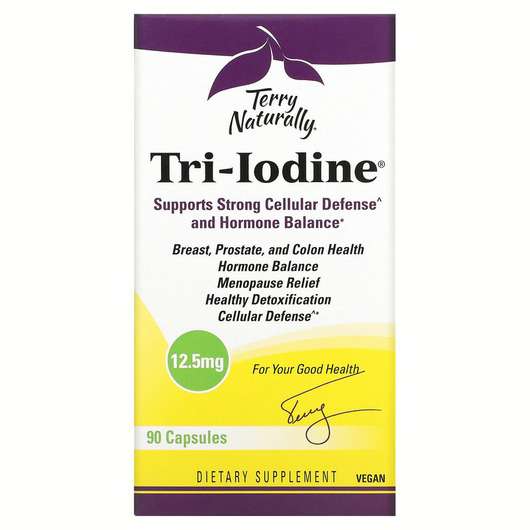 Основное фото товара Terry Naturally, Йод 125 мг, Tri-Iodine 12.5 mg, 90 капсул