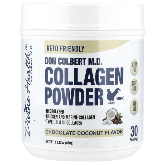 Основне фото товара Don Colbert M.D. Collagen Powder Chocolate Coconut, Колаген, 630 