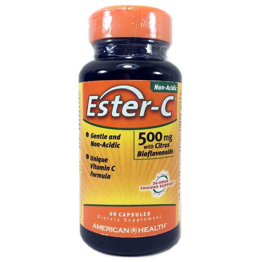 Основне фото товара American Health, Ester-C 500 mg, Естер С 500 мг, 60 капсул