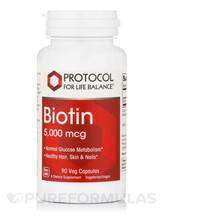 Protocol for Life Balance, Biotin 5000 mcg, Вітамін B7 Біотин,...
