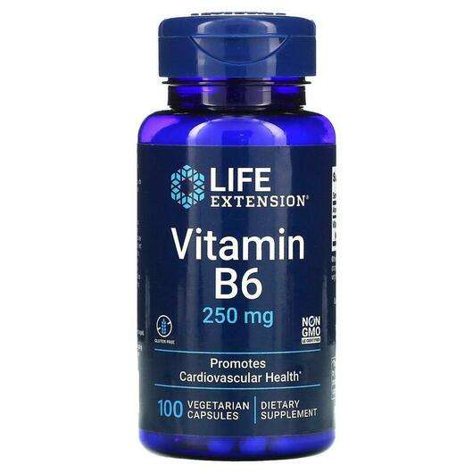 Основне фото товара Life Extension, Vitamin B6 250 mg, Вітамін B6 250 мг, 100 капсул