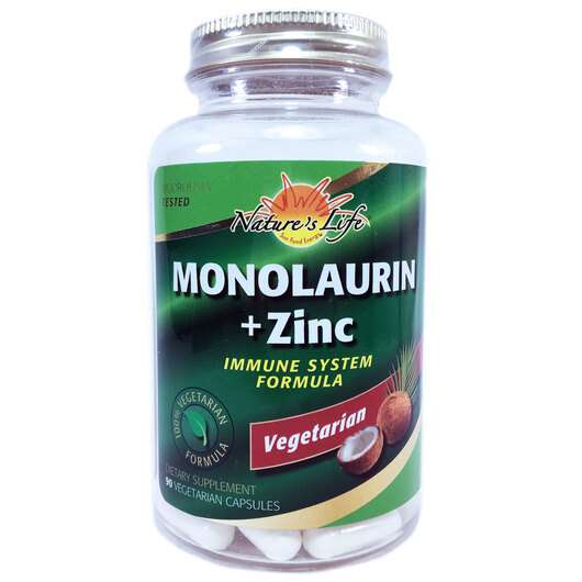 Основное фото товара Natures Life, Монолаурин + цинк, Monolaurin + Zinc, 90 капсул