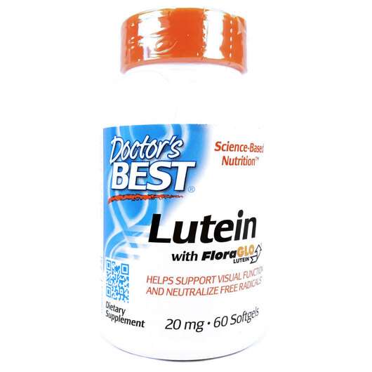 Основне фото товара Doctor's Best, Lutein with FloraGlo, Лютеїн 20 мг, 60 капсул