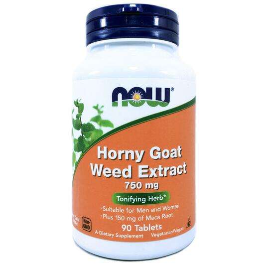 Основне фото товара Now, Horny Goat Weed, Горянка 750 мг, 90 таблеток