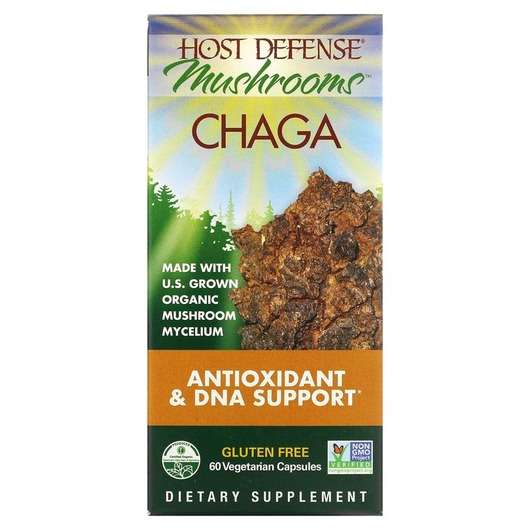 Основне фото товара Host Defense Mushrooms, Chaga, Гриби Чага, 60 капсул