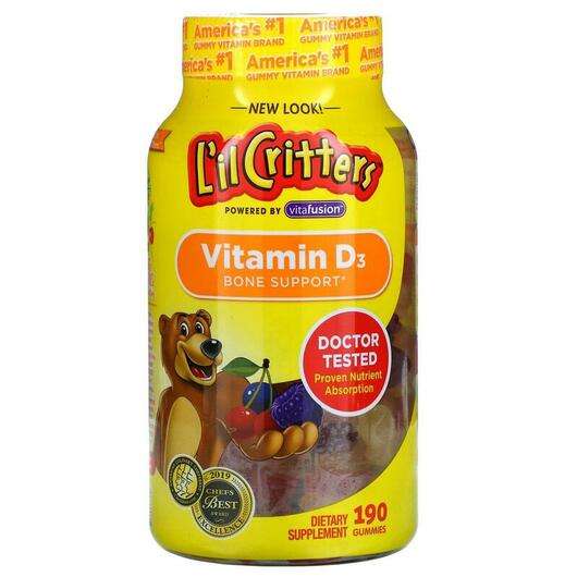 Основне фото товара L'il Critters, Vitamin D3 Bone Support Gummy, Жувальний D3, 19...