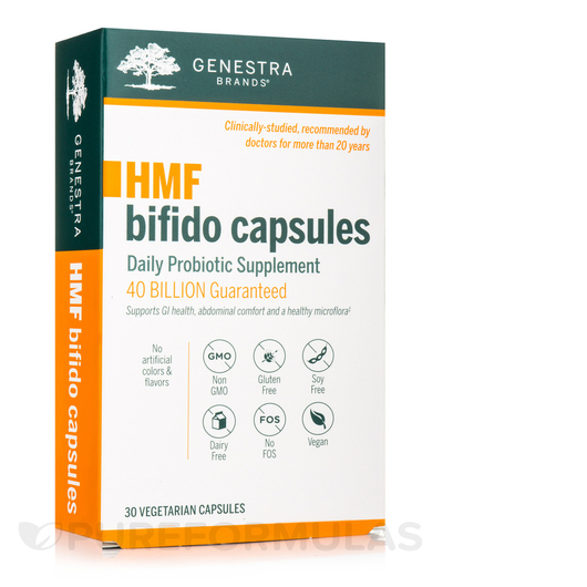 Основне фото товара Genestra, HMF Bifido Capsules, Біфідобактерії, 30 капсул