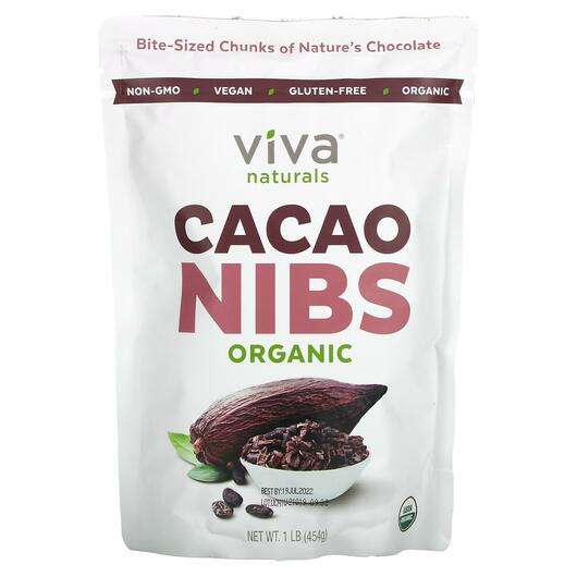 Основне фото товара Viva Naturals, Organic Cacao Nibs, Какао Порошок кусочки, 454 г
