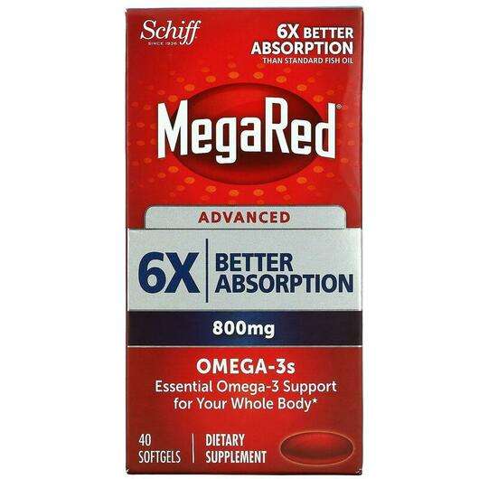 Основне фото товара Schiff, MegaRed Advanced Omega-3s, Риб'ячий жир Омега-3, 40 ка...