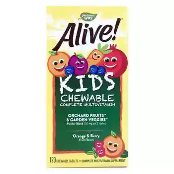 Фото товара Мультивитамины 120 таблеток, Alive! Kids Chewable Multi, Nature's Way