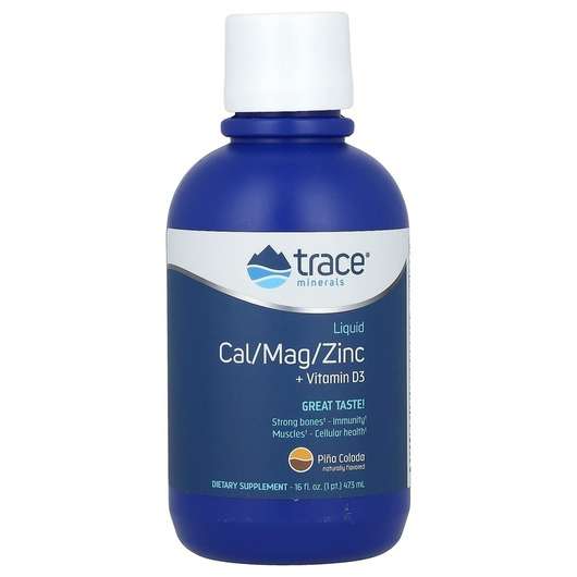 Основное фото товара Trace Minerals, Кальций Магний D3, Liquid Cal/Mag/Zinc + Vitam...
